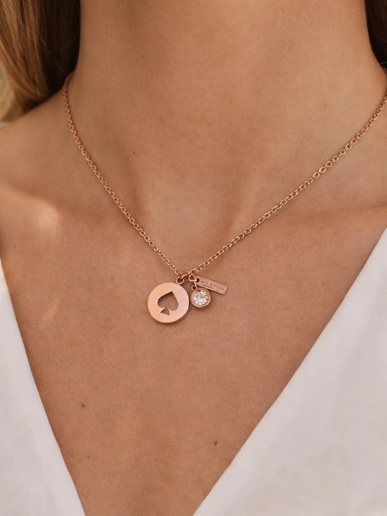 kate spade Jewelry - kate spade rose gold spade cutout pendant necklace with crystal charm